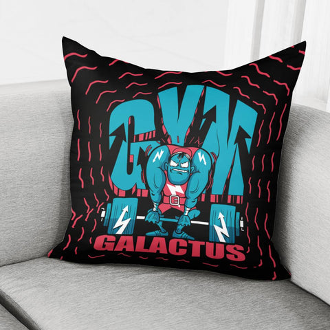 Image of Weightlifting And Characters And Arrows And Ripples And Fonts Pillow Cover
