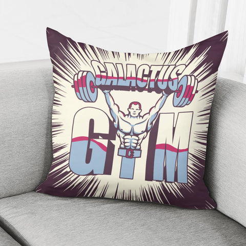 Image of Weightlifting And Characters And Light And Fonts Pillow Cover