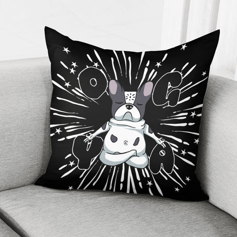 Image of Bulldog And Light And Stars And Font Pillow Cover