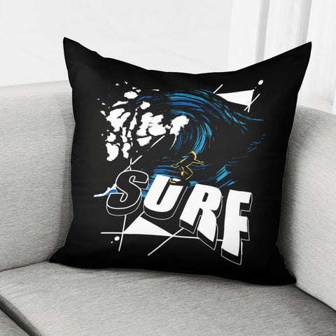 Image of Surfing And Geometry And Fonts And Waves Pillow Cover