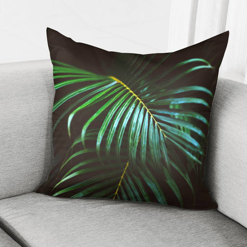 Image of Green Palm Leaves Pillow Cover