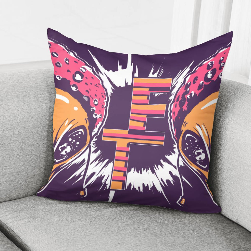 Aliens And Fonts And Geometry And Planet And Starry Sky Pillow Cover