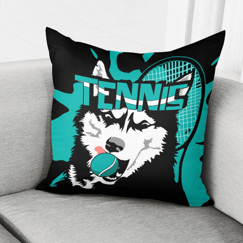 Image of Siberian Husky And Font And Tennis And Splatters Pillow Cover