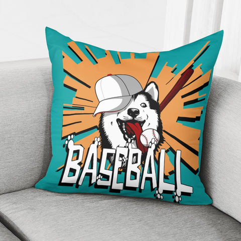 Image of Siberian Husky And Font And Baseball And Shine Pillow Cover