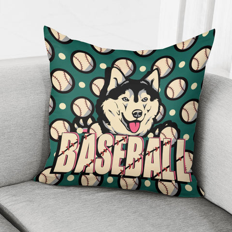 Image of Husky And Fonts And Baseball And Polka Dots Pillow Cover