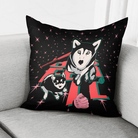 Image of Husky And Fonts And Baseball And Starry Sky Pillow Cover