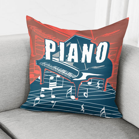 Image of Piano And Geometry And Fonts And Notes Pillow Cover