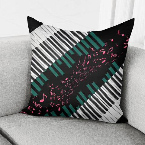 Image of Piano And Geometry And Musical Notes Pillow Cover