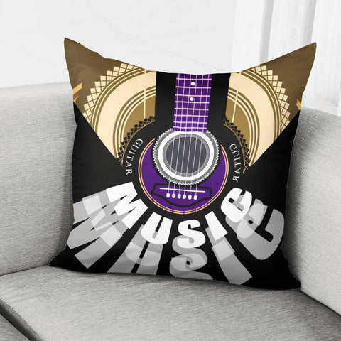 Image of Guitar And Reflection And Fonts And Patterns Pillow Cover