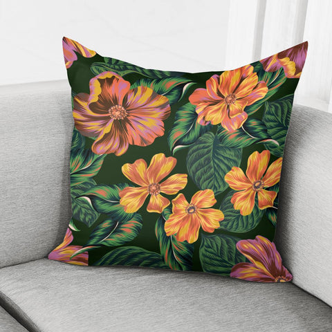 Image of Fancy Tropical Floral Pattern Pillow Cover