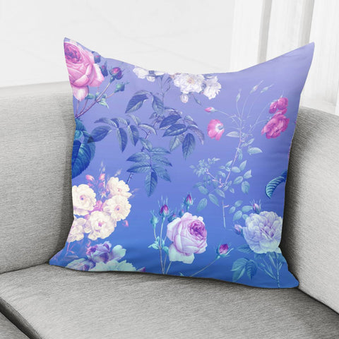 Image of Vintage Roses On Blue Gradient Pillow Cover