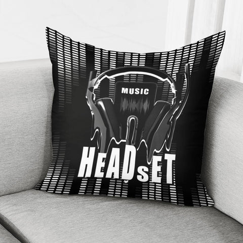 Image of Headphones And Sound Waves And Punk And Font Pillow Cover