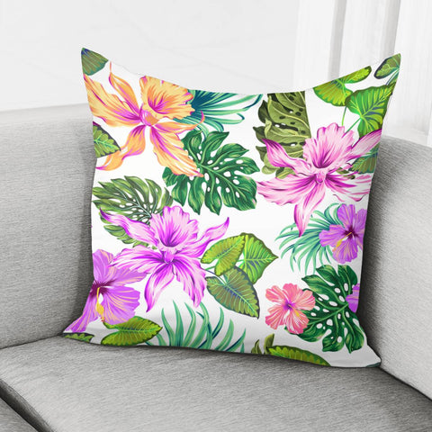 Image of Fancy Tropical Floral Pattern Pillow Cover