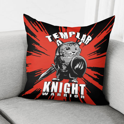 Image of Knight And Animal And Font And Splashes Pillow Cover
