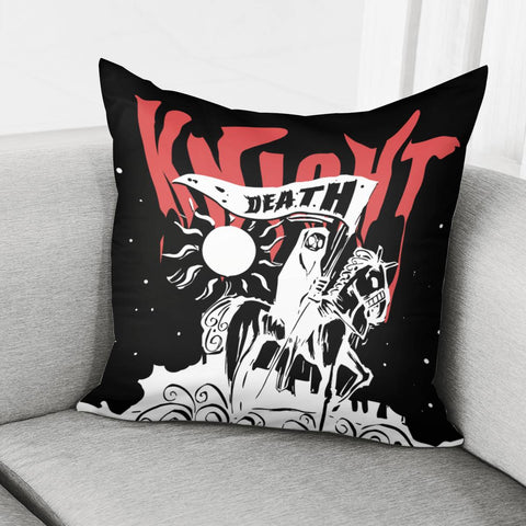 Image of Knight And Skull And Font And Geometry And Sun Pillow Cover