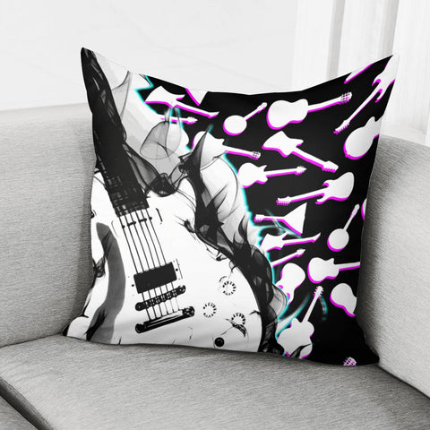 Image of Guitar And Flames And Punk And Font Pillow Cover