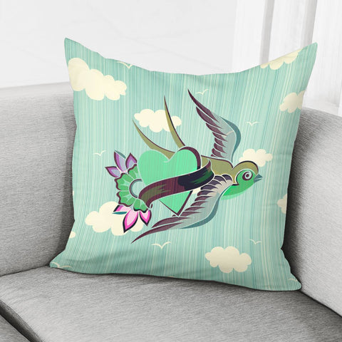 Image of Clouds And Swallows Pillow Cover