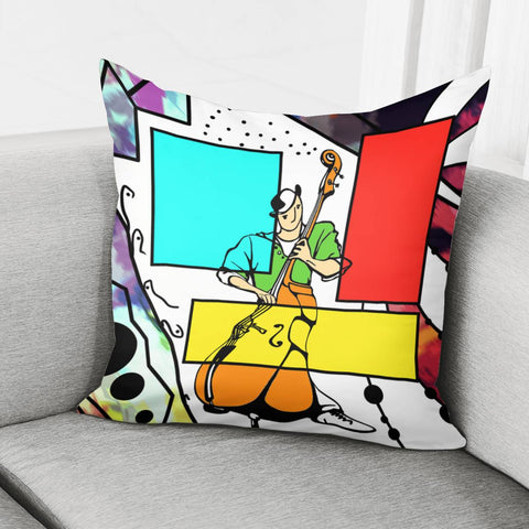 Image of Abstract Painting And Cello And Color And Geometry Pillow Cover