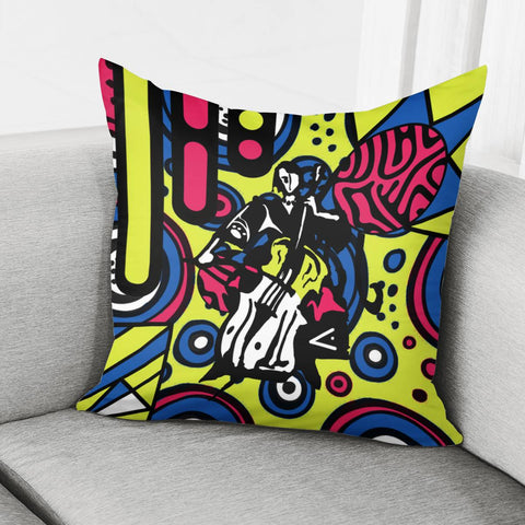 Image of Abstract Painting And Cello And Color And Geometry Pillow Cover