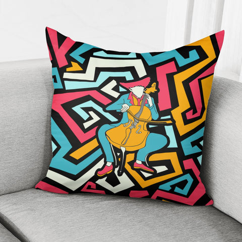 Image of Abstract Painting And Cello And Color And Geometry Pillow Cover