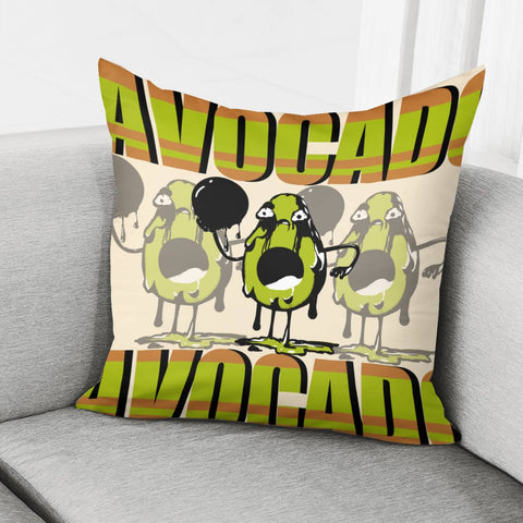 Image of Avocado And Font With Graffiti And Geometry Pillow Cover