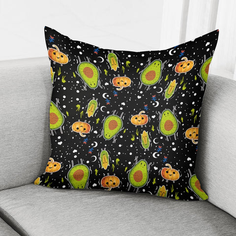 Image of Avocado With Pumpkin And Corn And Graffiti And Polka Dots And Moon And Flowers Pillow Cover