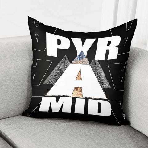 Image of Pyramid And Font And Geometry And Lines Pillow Cover