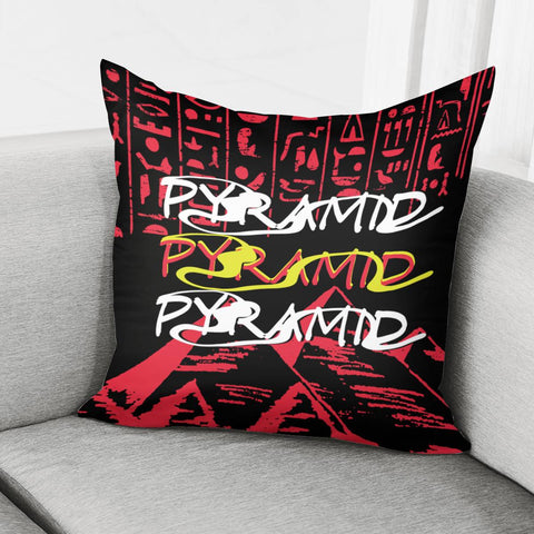 Image of Pyramids And Fonts And Egyptian And Lines Pillow Cover