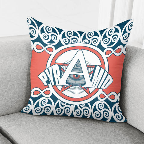 Image of Pyramids And Fonts And Egyptian And Lines And Textures Pillow Cover