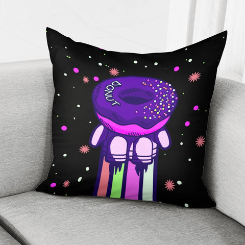 Image of Donuts And Rockets And Stars And Flowers And Rainbow Pillow Cover