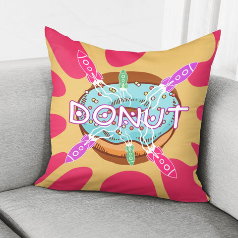 Image of Donuts And Rockets And Splatters And Candies Pillow Cover