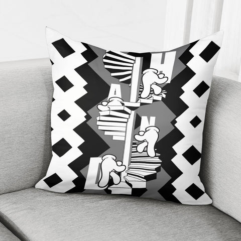 Image of Hand And Stairs And Font And Geometry Pillow Cover