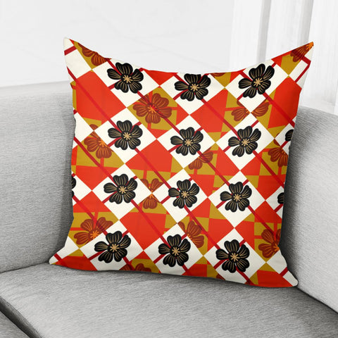 Image of Chess And Flowers And Leaves And Silhouettes Pillow Cover