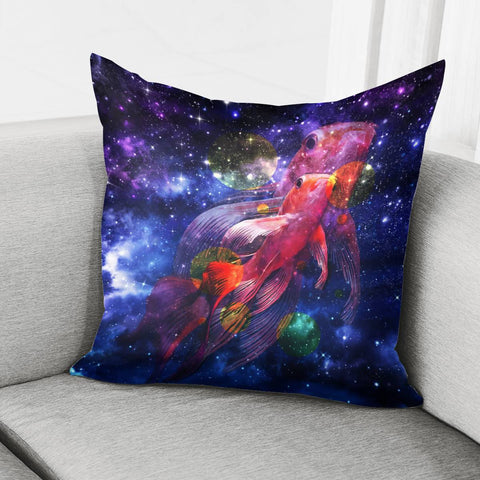 Image of Goldfish And Starry Sky And Bubbles Pillow Cover