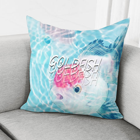 Image of Goldfish And Ripples And Font And Bubbles Pillow Cover