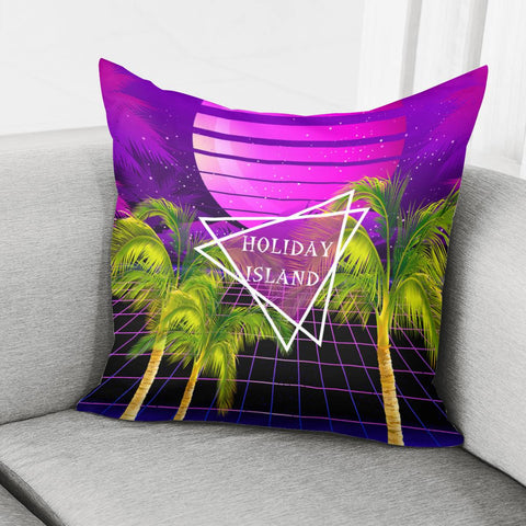 Image of Tropical Island With Coconut Trees Pillow Cover