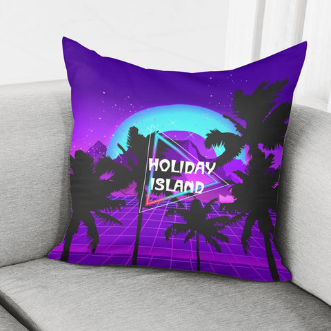 Image of Tropical Island With Coconut Trees Pillow Cover