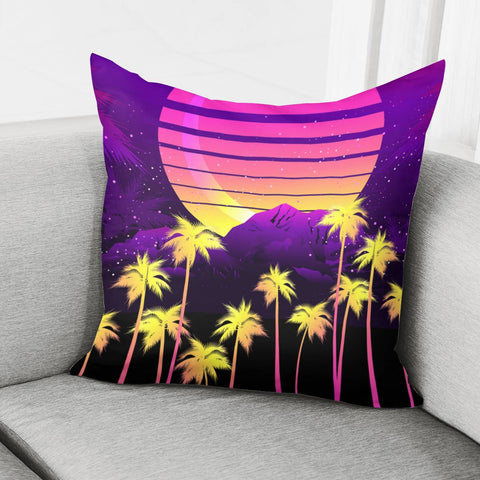 Image of Tropical Island With Coconut Trees Pillow Cover