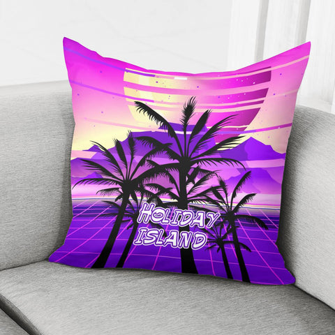 Image of Tropical Island With Coconut Trees Pillow Cover
