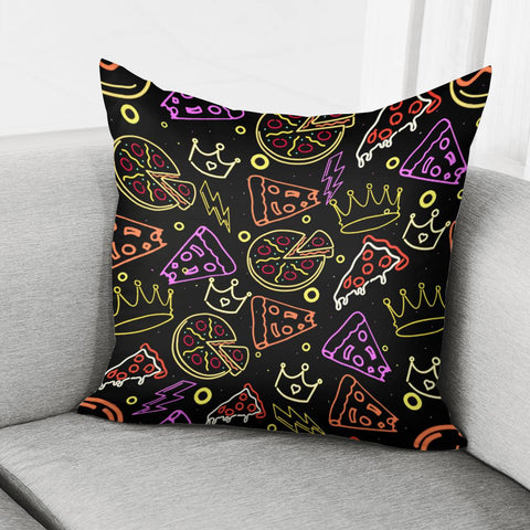 Image of Pizza And Diadem With Meat And Vegetables And Polka Dots Pillow Cover