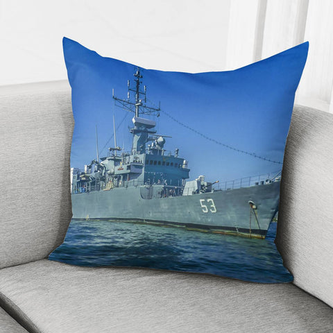 Image of Army Ship In Caribbean Sea, Cartagena - Colombia Pillow Cover