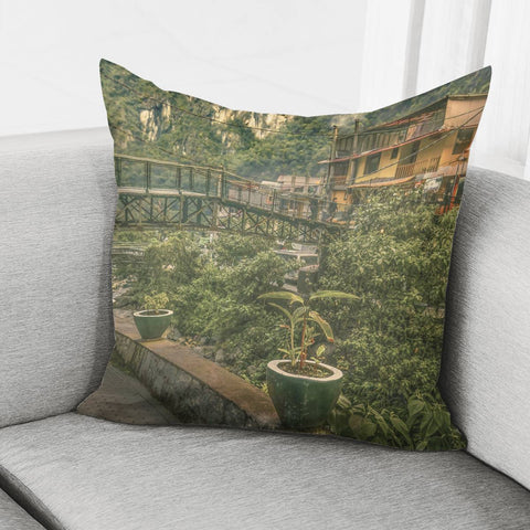 Image of Aguas Calientes Town , Cusco - Peru Pillow Cover