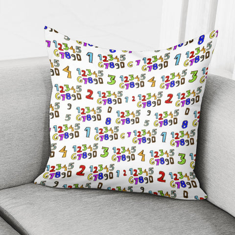 Image of Cartoon Style Numbers Motif Pattern Pillow Cover