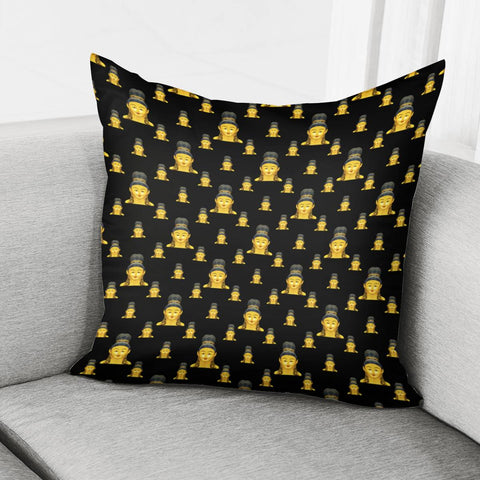 Image of Buddhist Motif Print Pattern Pillow Cover