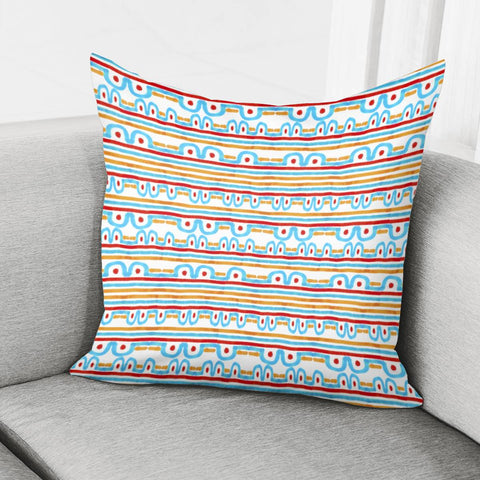 Image of Folk Style Striped Pattern Design Pillow Cover