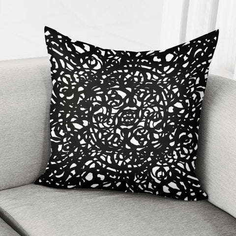 Image of Black And White Abstract Intricate Print Pillow Cover