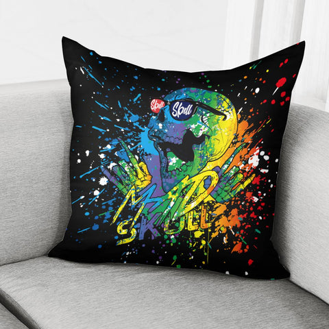 Image of Colored Skull Pillow Cover