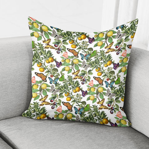 Image of Citruses And Butterflies Pillow Cover