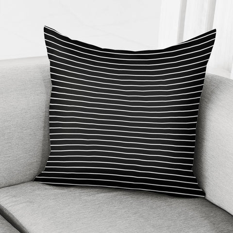 Image of Simple Black And White Horizontal Stripes Pillow Cover
