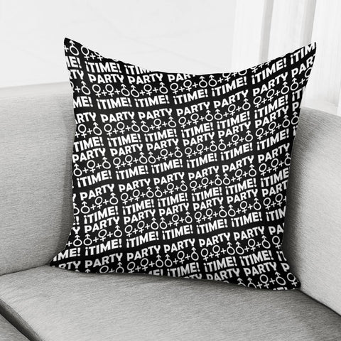 Image of Party Time Concept Typographic Pattern Pillow Cover